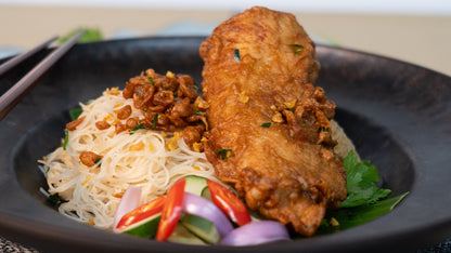Bee hoon with fried chicken tender