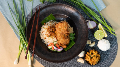 Bee hoon with fried chicken tender