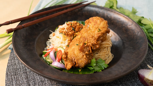 Bee hoon with fried chicken tender